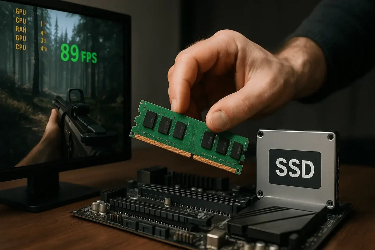 Upgrade PC gaming avec RAM et SSD pour améliorer les FPS.