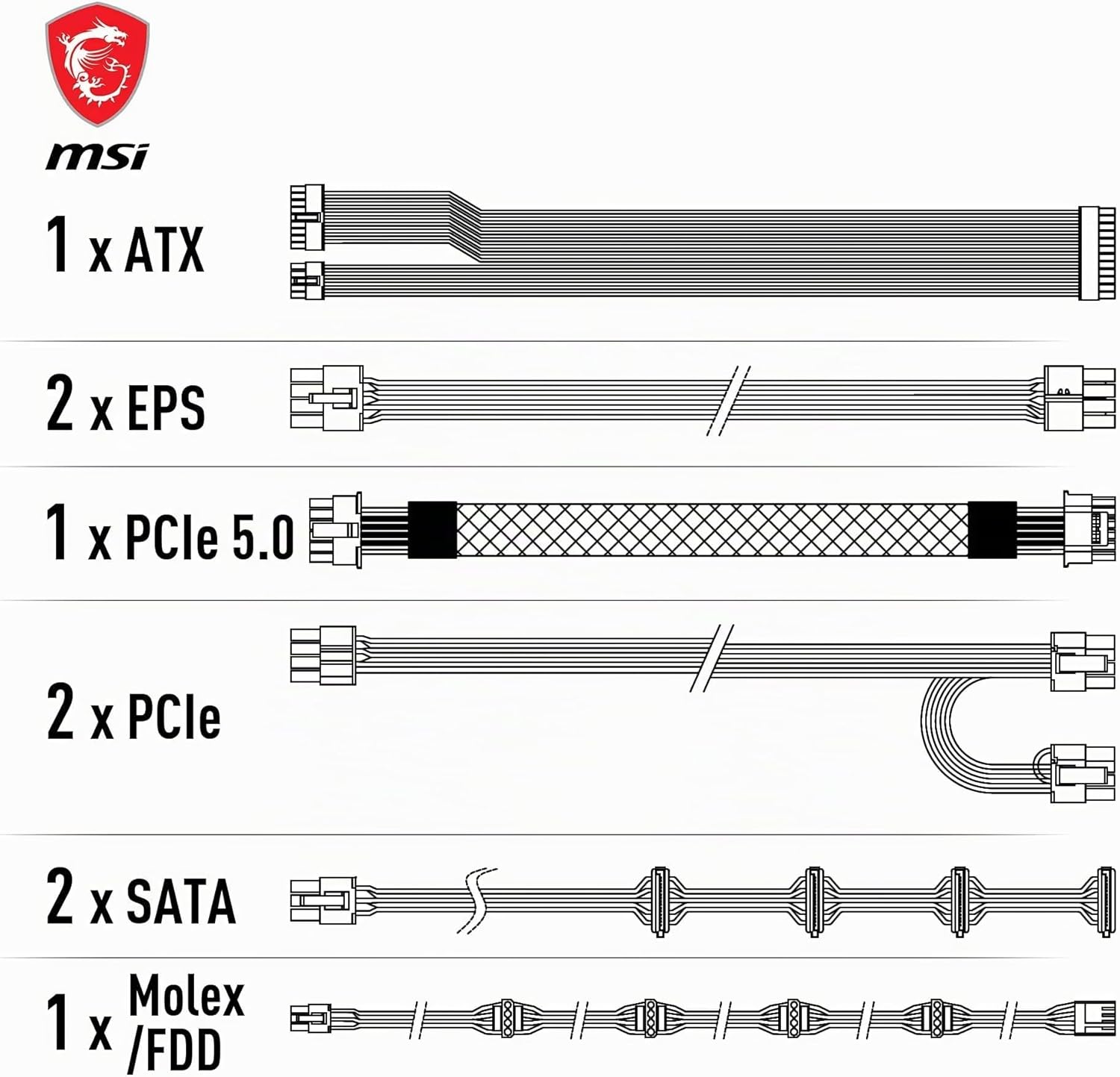 Alimentation MSI MAG A850GL PCIE5 850W – 80 Plus Gold ATX 3.0