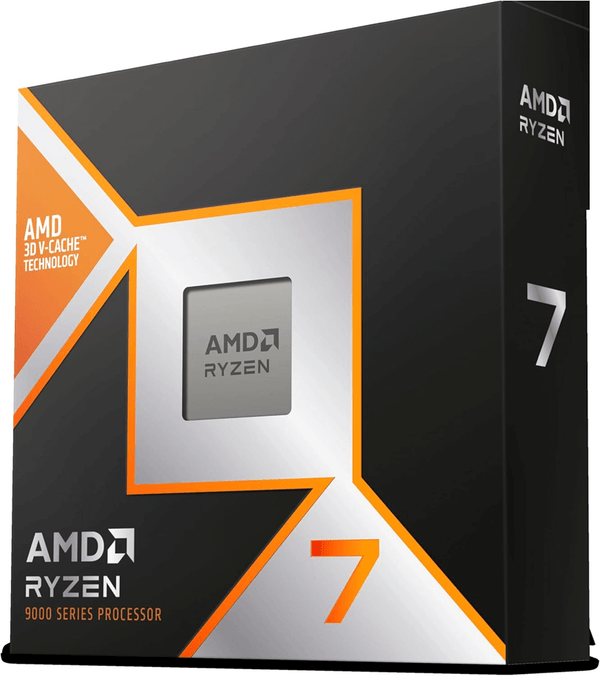 Boîte du AMD Ryzen 7 9800X3D Processeur avec technologie 3D V-Cache et design moderne