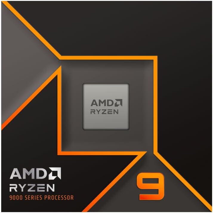 Processeur AMD Ryzen 9 9900X sur fond graphique, conçu pour des performances extrêmes