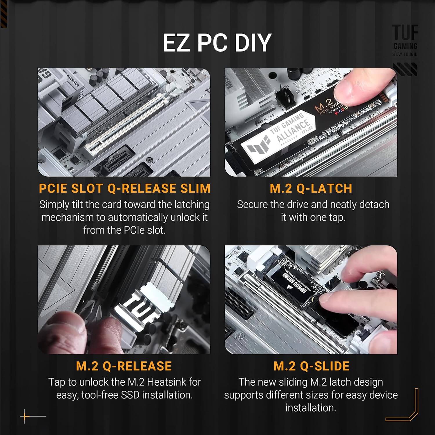 Instructions pour la carte mère ASUS TUF Z890-PRO WiFi avec des étapes de mise en place facile.
