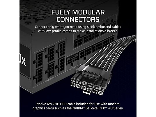 Corsair RM1000x – connectique modulaire avec câble GPU 12V-2x6
