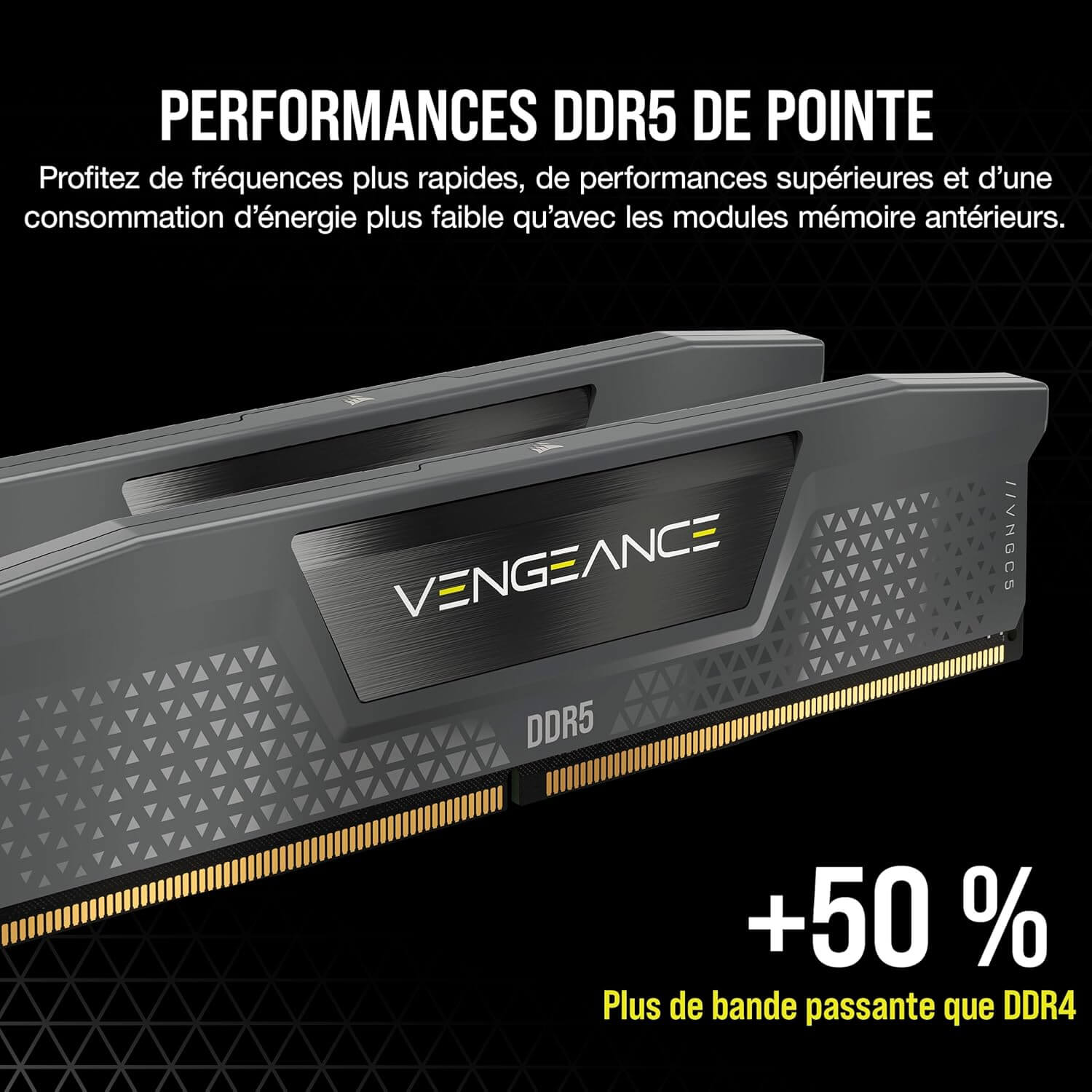 CORSAIR Vengeance DDR5 RAM avec performances DDR5 de pointe et plus 50% de bande passante que DDR4