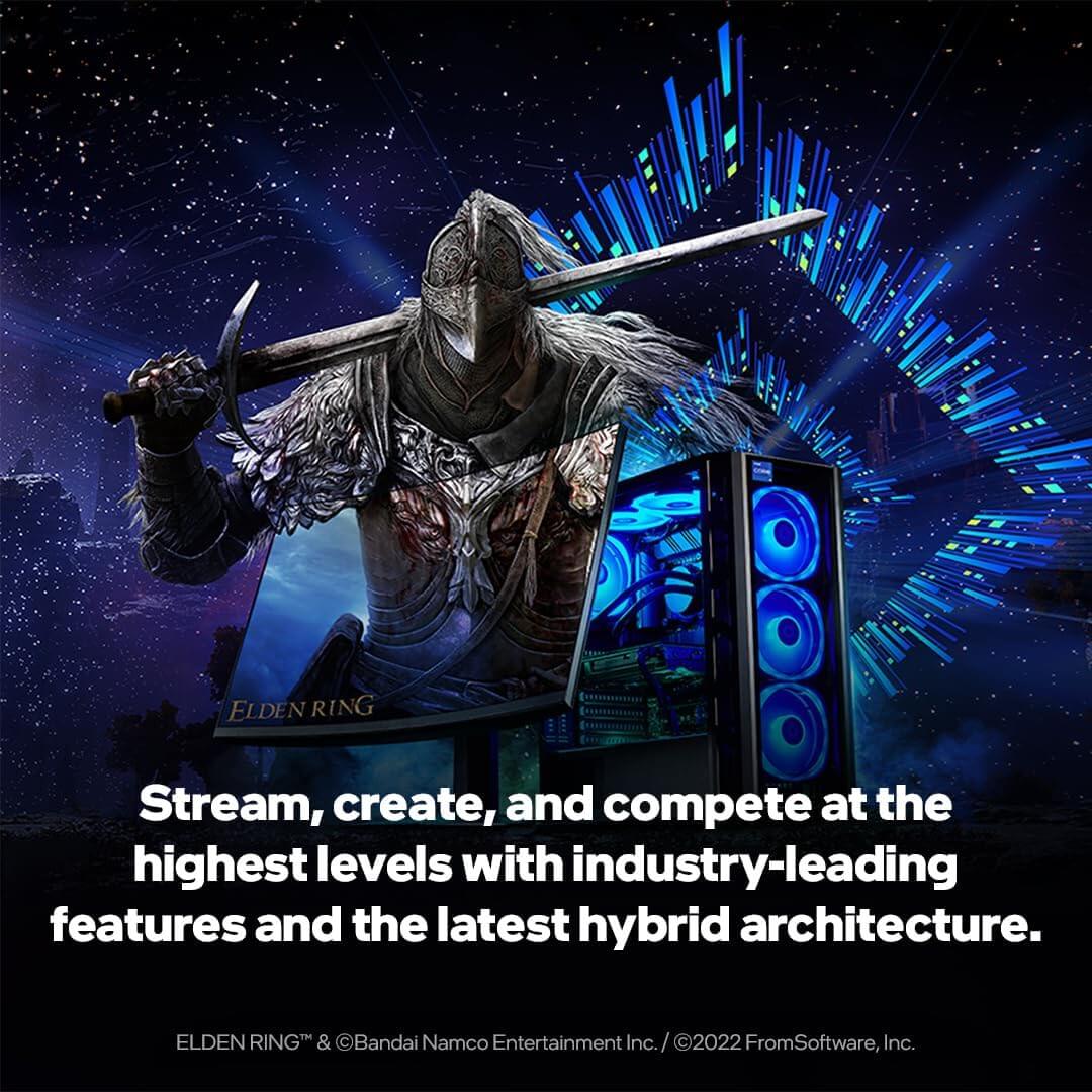 Processeur Intel Core i5-13400F with gaming setup and ELDEN RING visual for optimal streaming performance.