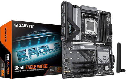 Carte mère GIGABYTE B850 Eagle WIFI6E avec son emballage, compatible avec les processeurs AMD Ryzen.