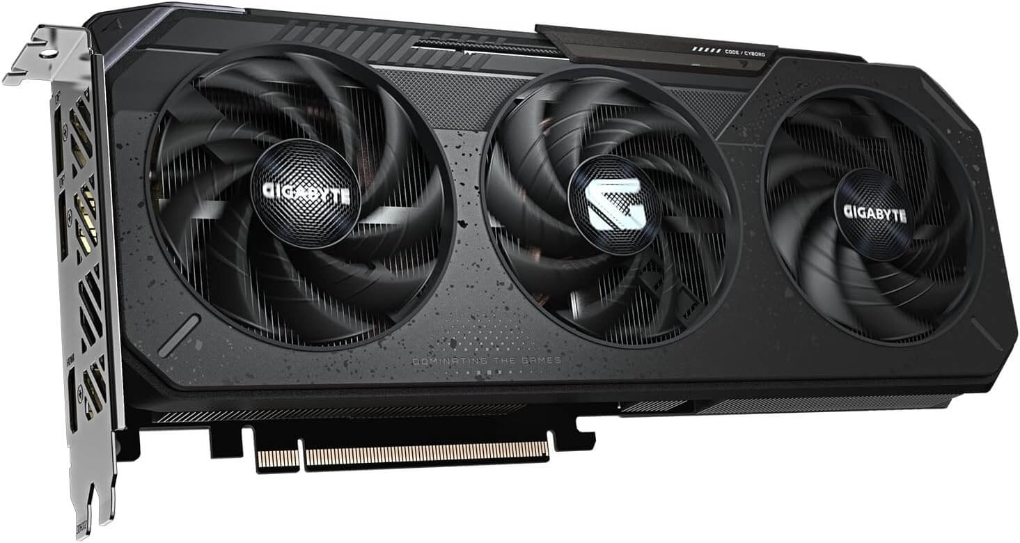 GIGABYTE Radeon RX 9060 XT 16G avec trois ventilateurs pour performances de jeu optimales.