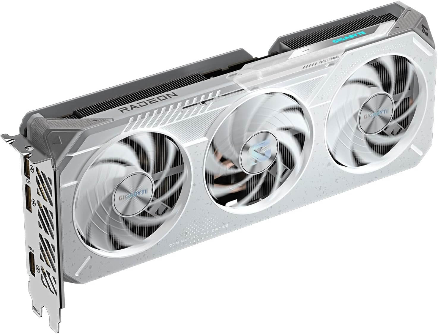 GIGABYTE RX 9060 XT Ice graphique avec trois ventilateurs pour performances de jeu optimales.