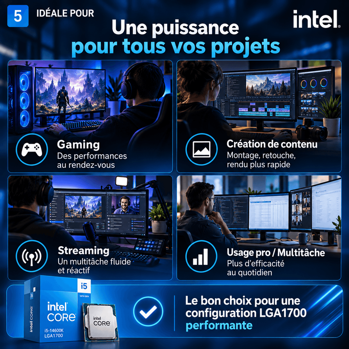Intel Core i5-14600K - gaming, création de contenu, streaming et multitâche