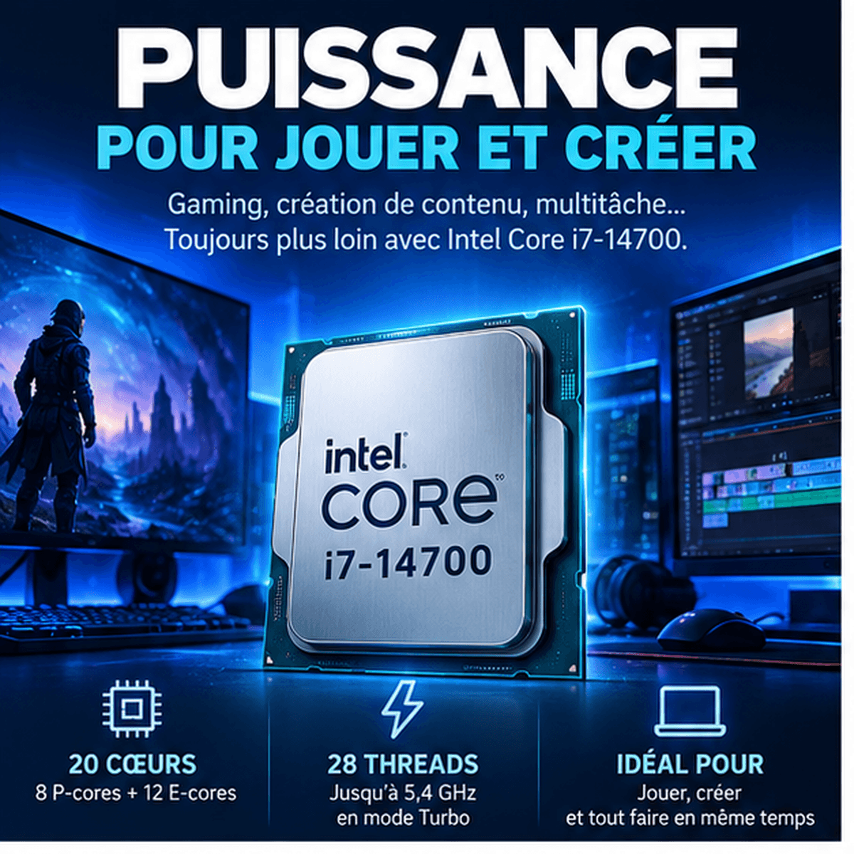 Intel Core i7-14700 puissance pour jouer créer et multitâche