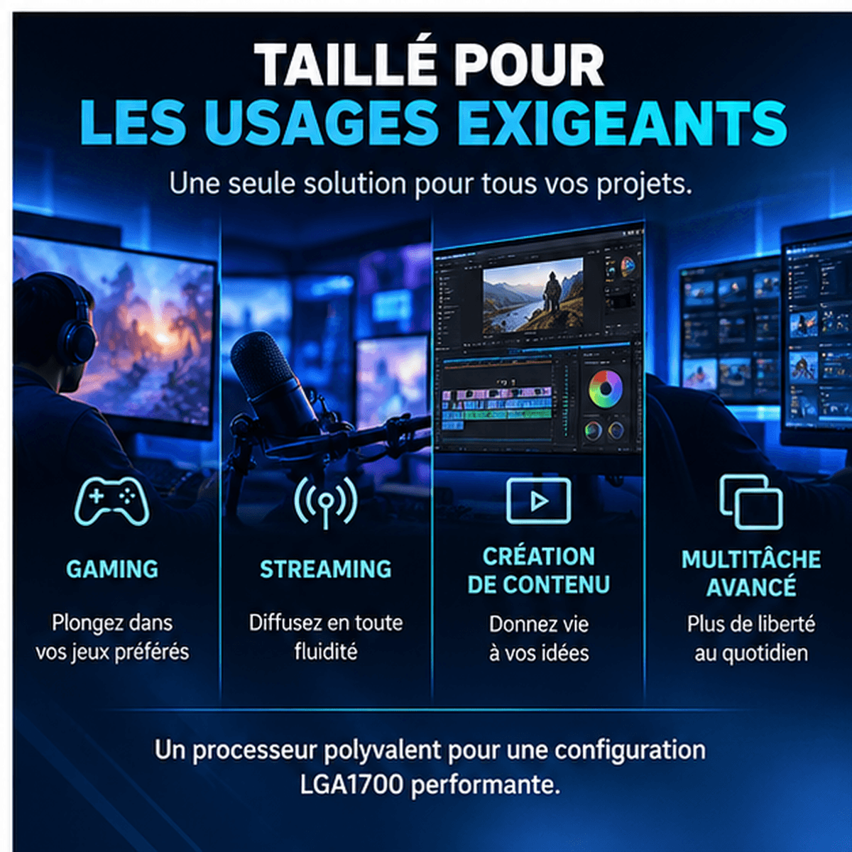 Intel Core i7-14700 usages gaming streaming création de contenu et multitâche