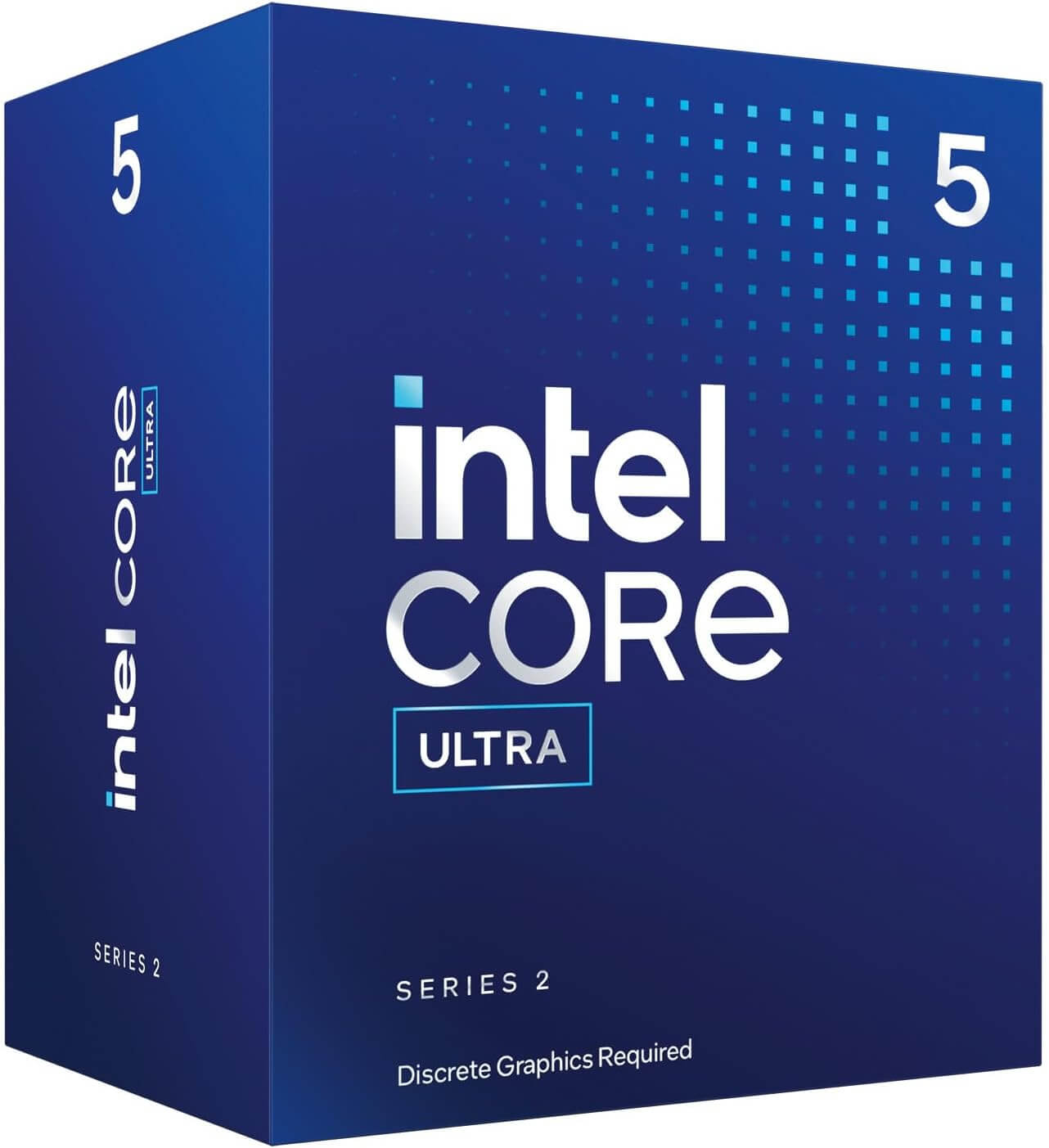 Boîte de l'Intel Core Ultra 5 225F avec design moderne et mention de la série 2.