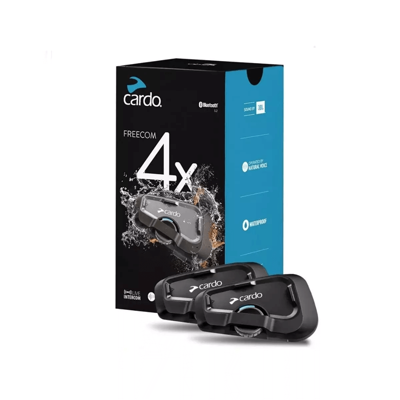 Intercom Cardo FREECOM 4X - Duo avec emballage et unité de communication Bluetooth 5.2.