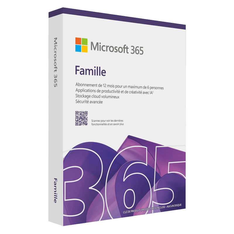 Microsoft 365 Famille 12 mois – abonnement bureautique jusqu’à six personnes, licence numérique française