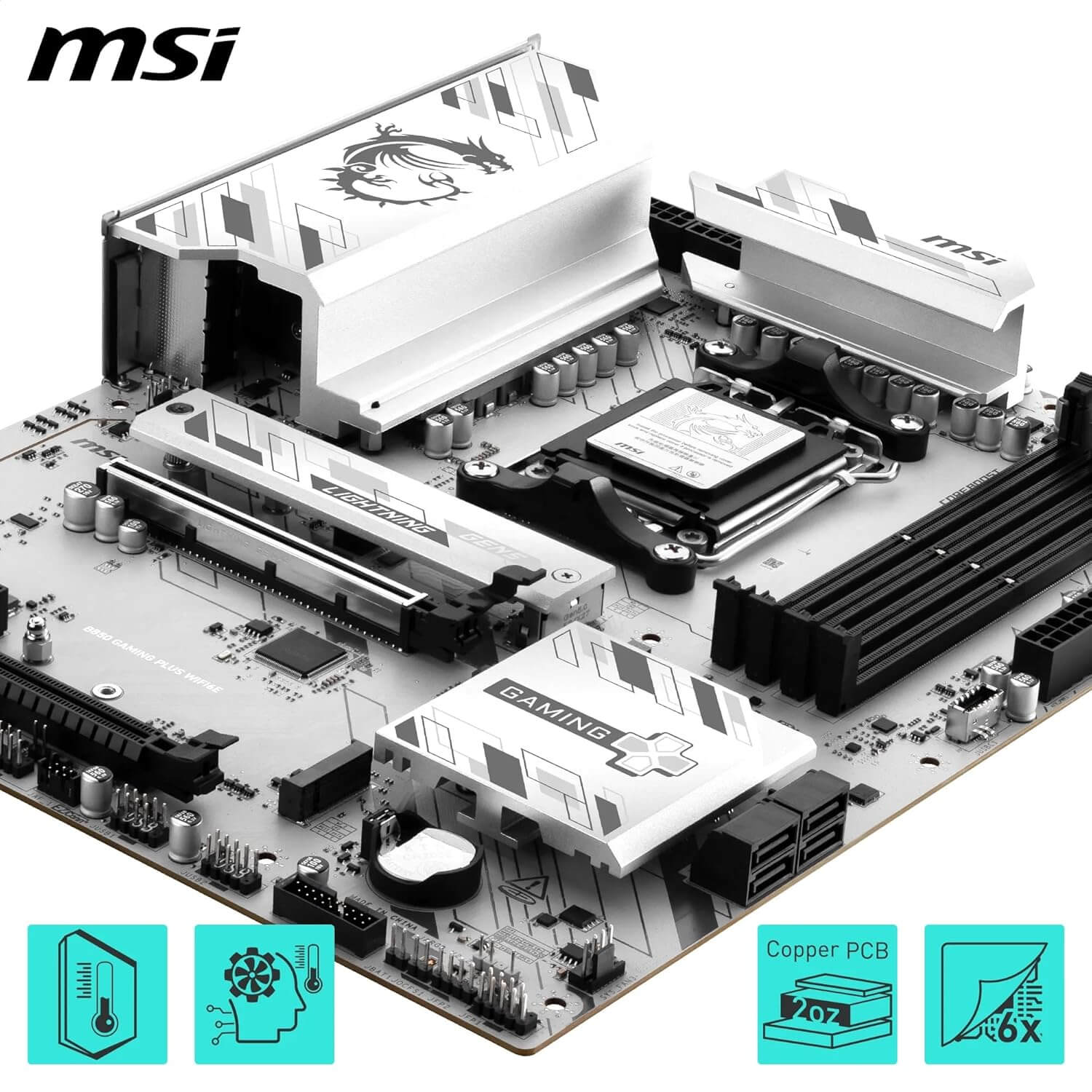 MSI B850 Gaming Plus WIFI6E carte mère ATX avec conception moderne et chipset AMD Ryzen.