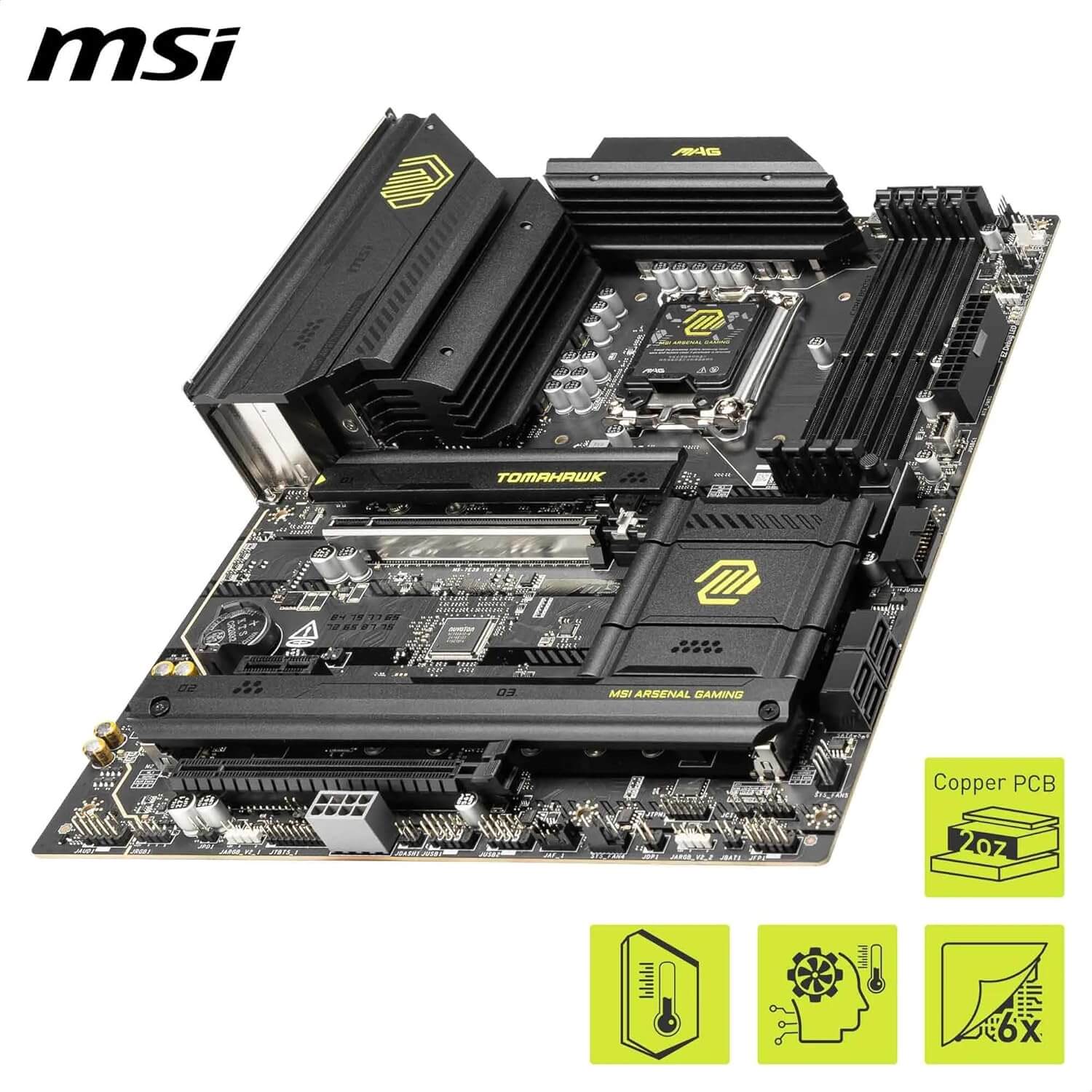 MSI MAG B860 Tomahawk WiFi motherboard with premium design and high connectivity features.