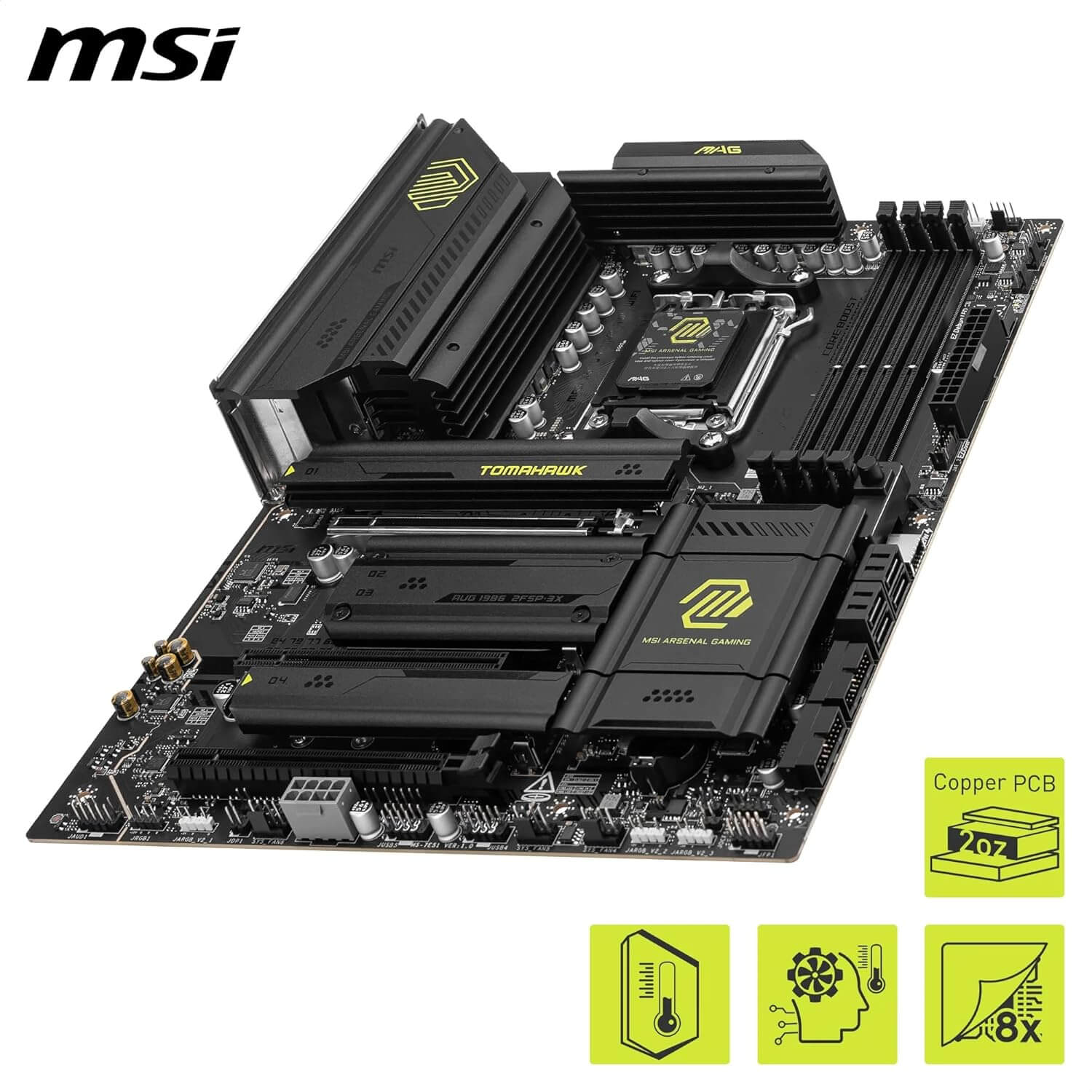 MSI MAG X870 Tomahawk WiFi carte mère avec fonctionnalités avancées pour processeurs AMD Ryzen.