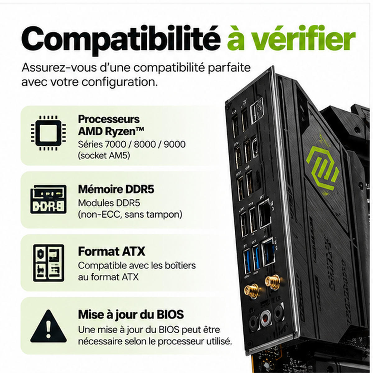Compatibilité MSI MAG X870E TOMAHAWK WIFI, processeurs Ryzen et DDR5