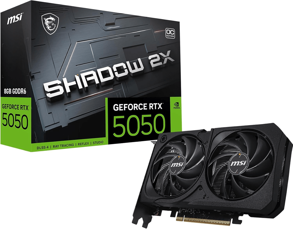 MSI NVIDIA GeForce RTX 5050 with 8GB GDDR6 RAM, Shadow 2X OC graphics card for optimized performance.