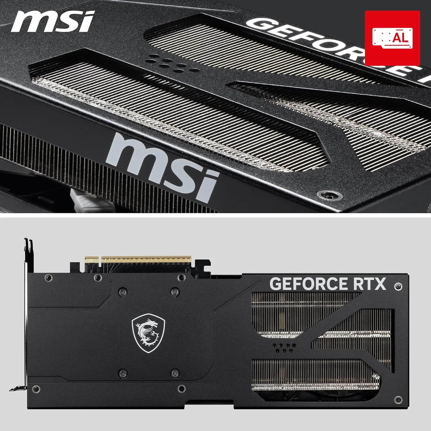 MSI Nvidia GeForce RTX 5070 graphics card showcasing its sleek design and powerful cooling features.