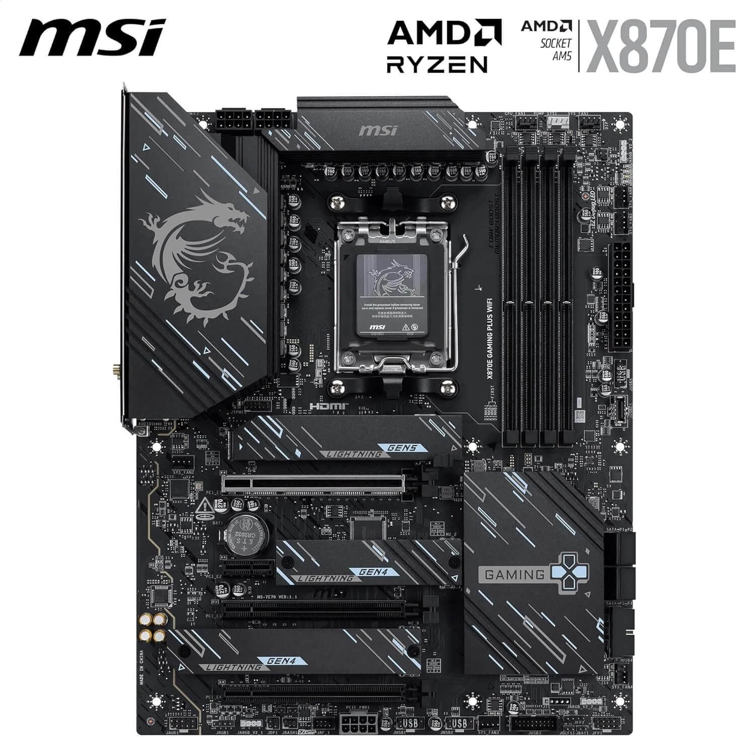 MSI X870E Gaming Plus WiFi Carte mère ATX pour processeurs AMD Ryzen séries 7000 à 9000.