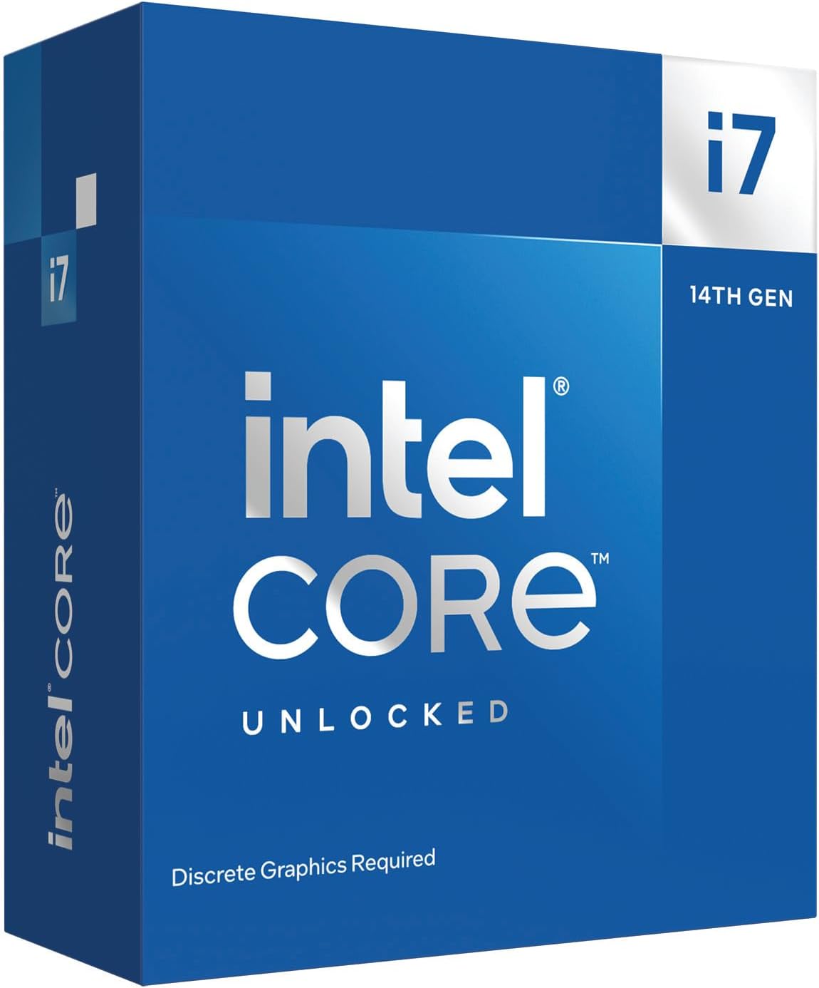 Processeur Intel Core i7-14700KF, emballage du processeur Intel Core de 14e génération.
