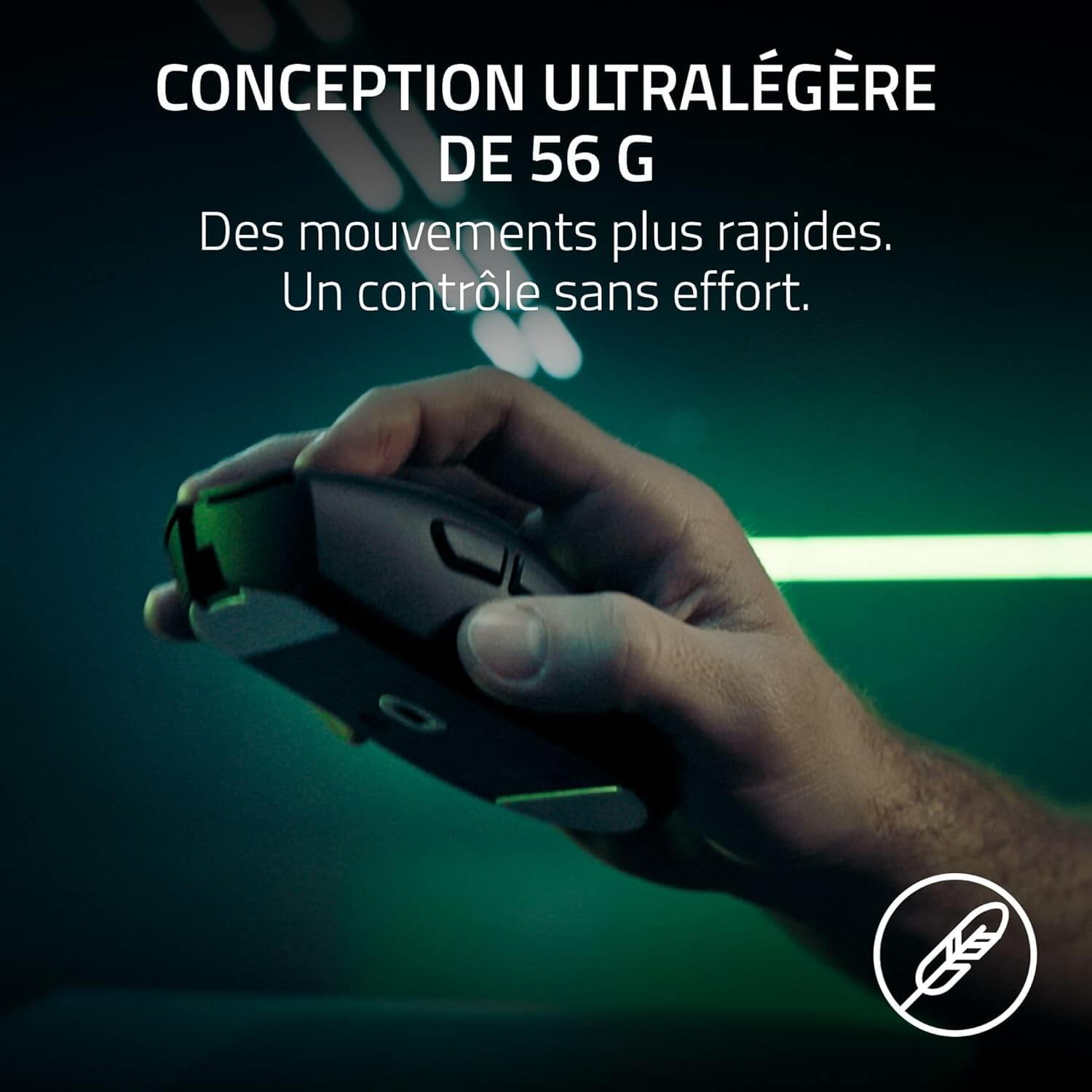 Razer DeathAdder V4 Pro, conception ultralégère de 56 g pour un contrôle sans effort.