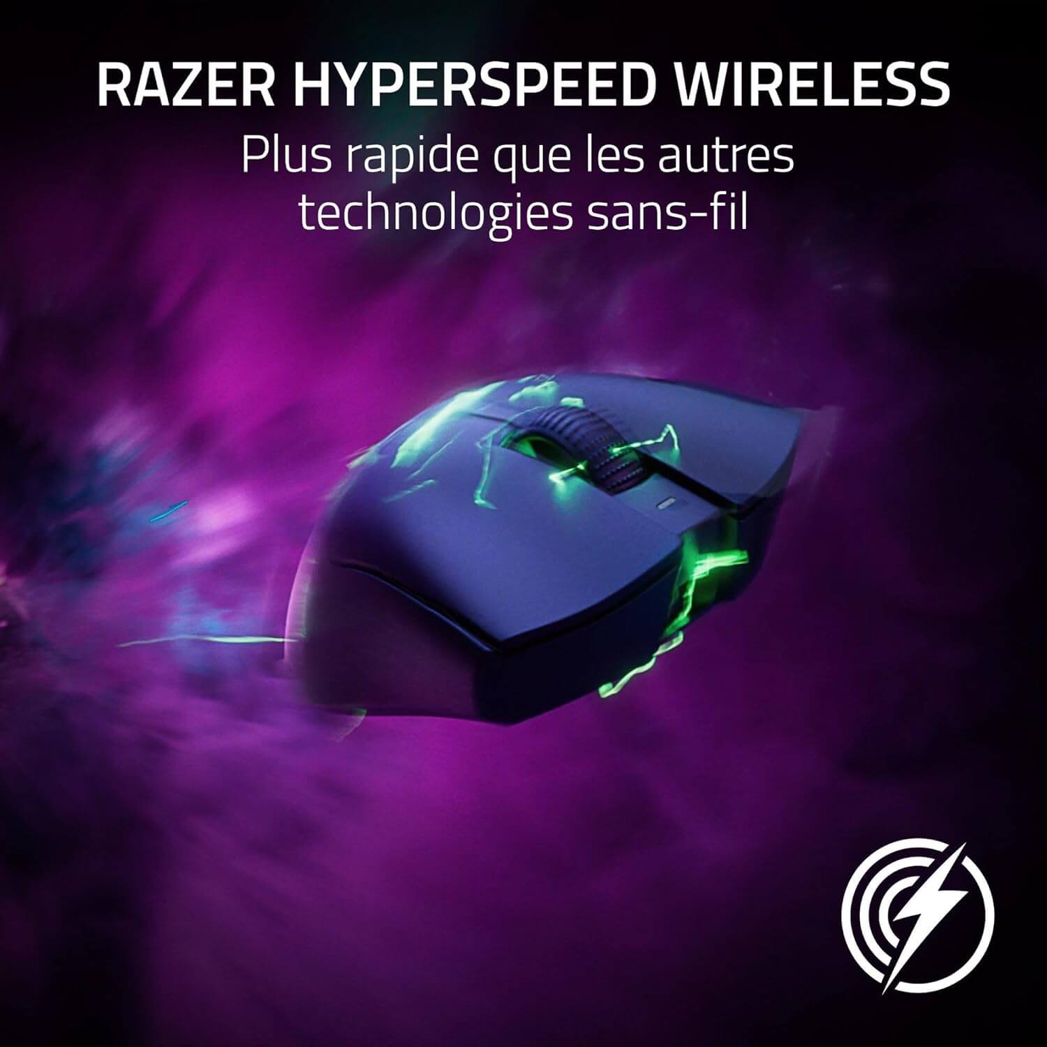 Razer DeathAdder V3 Pro avec la technologie Razer HyperSpeed Wireless pour des performances optimales.