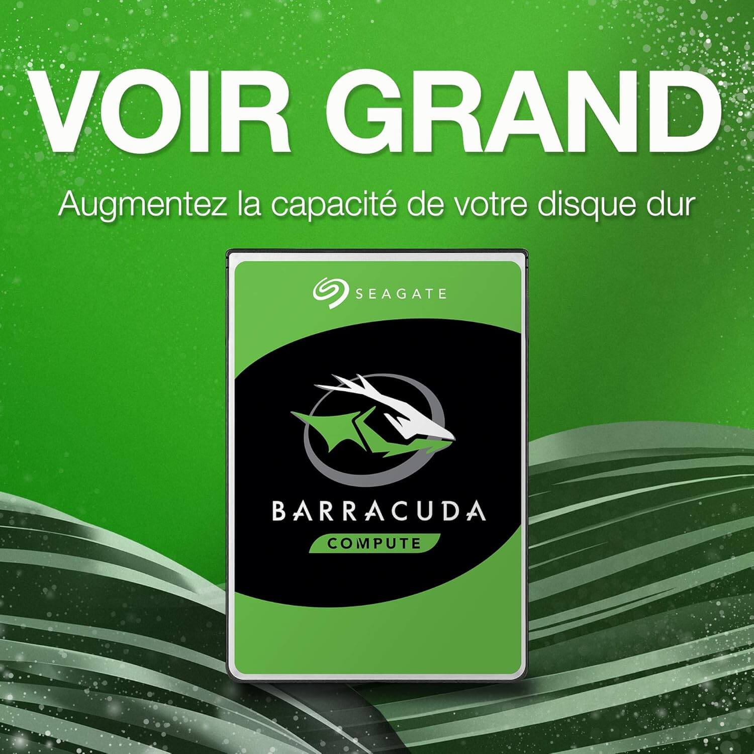 Seagate BarraCuda 4To HDD disque dur interne avec design vert et logo Barracuda
