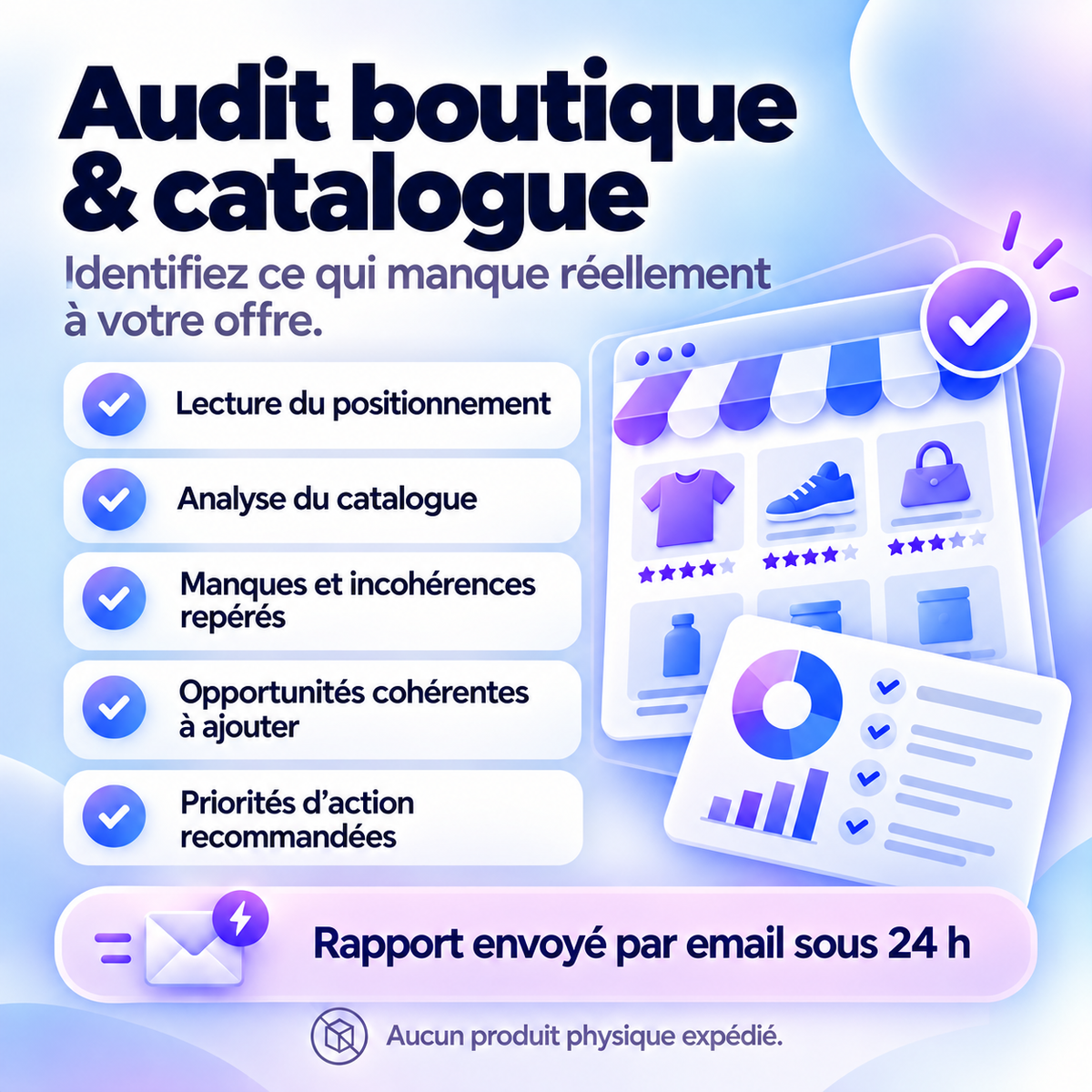 Audit boutique et catalogue – bénéfices et rapport sous 24 h